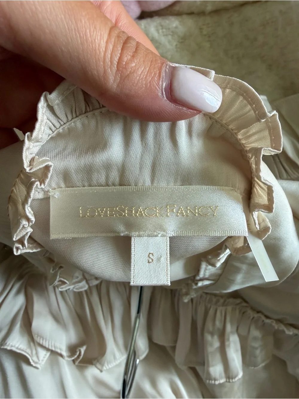 LoveShackFancy Cream Ruffle Mini Dress - Picture 7 of 7
